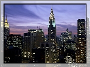 Panorama, Miasta, Oświetlony, Nowy Jork