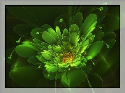 Zielony, Kwiat, 3D, Fraktal