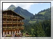 Hotel, Damuls, Madlener, Austria, Góry, Drzewa