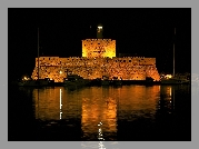 Fort, Saint Nicolas, Rodos, Woda, Noc