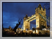 Most, Tower Bridge, Londyn, Noc