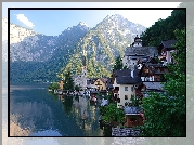 Jezioro, Góry, Zabudowanie, Hallstatt, Austria