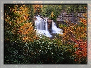 Wodospad, Kolorowe, Drzewa, Jesień