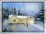 Dom, Zima, Boże, Narodzenie, Obraz