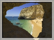 Plaża, Łódki, Algarve, Portugalia