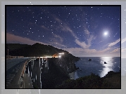 Most Bixby, Noc, Światło, Księżyca, Kalifornia