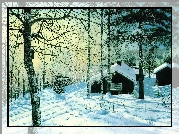 Zima, Domki, Drzewa