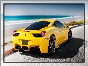 Ferrari, 458, Italia, Plaża, Ocean