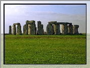 Stonehenge, Trawa, Kamienie, Niebo