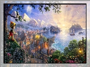 Thomas Kinkade, Disney, Pinokio, Wyspa