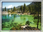 Jezioro, Kamienie, Góry, Las, Tahoe, Kalifornia