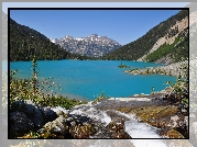 Jezioro, Skały, Góry, Lasy, Joffre, Kanada