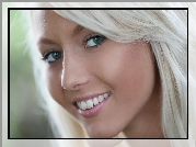Uśmiechnięta, Blondynka, Makijaż, Portret