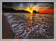 Morze, Plaża, Zachód, Słońca