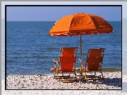 Plaża, Leżaki, Parasol, Wakacje
