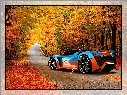 Jesień, Droga, Las, Auto, Pagani Thawara Gulf, Koncept