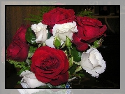 Bukiet, Czerwono, Białych, Róż
