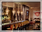 Bar, Alkohole, Lampy, Krzesła