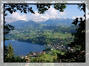 Jezioro, Góry, Lasy, Kurort, Panorama