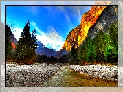 Stany Zjednoczone, Stan Kalifornia, Park Narodowy Yosemite, Rzeka, Góry, Lasy
