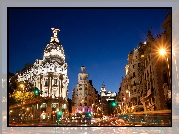Madryt, Hiszpania, Miasto, Noc