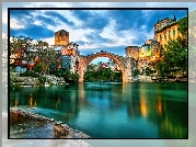 Miasteczko, Mostar, Most, Rzeka, Neretwa, Niebo, Bośnia i Hercegowina