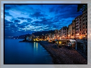 Morze, Plaża, Miasto, Camogli, Włochy