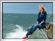 Kobieta, Blondynka, Morze