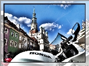 Ratusz, Poznań, Stary, Rynek, Honda, Motocykl