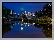 Chicago, Lincoln Park, USA, Wieżowce, Most, Noc