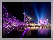 Singapur, Miasto, Noc, Światła