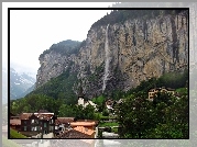 Góry, Las, Wodospad, Panorama, Lauterbrunnen