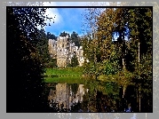 Zamek w Beaufort, Beaufort Castle, Luksemburg, Park, Rzeka, Drzewa