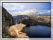 Norwegia, Klif Preikestolen, Fiord Lysefjorden, Góry