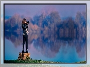 Dziewczyna, Fotografowanie, Aparat, Jezioro