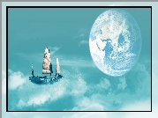 Fantasy, Ziemia, Chmury, Statek