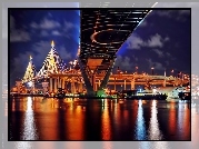 Bangkok, Nocą, Morze, Most, Tajlandia