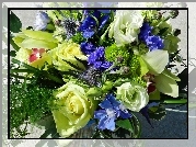Kwiaty, Bukiet, Eustoma, Róże
