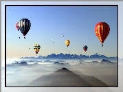 Balony, Szczyty, Gór, Mgła
