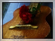 Gitara, Akustyczna, Ornament, Róża