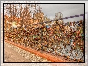 Gdańsk, Most Miłości, Balustrada, Kłódki, HDR