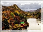 Las, Rzeka, Góry, Domek, Norwegia