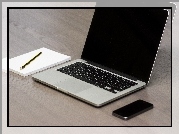 Laptop, Telefon, Apple, Iphone, Notatnik