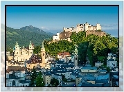 Twierdza Hohensalzburg, Hohensalzburg Castle, Wzgórze Festungsberg, Salzburg, Austria, Zamek, Miasto, Budynki