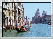 Domy, Kanał, Gondola, Wenecja, Włochy