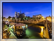 Notre Dame, Paryż, Rzeka, Most, Latarnie