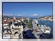 Morze, Panorama, Miasta, Trogir, Nabrzeże, Statki, Wycieczkowe