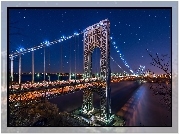 Rzeka, Most, Nowy Jork, Noc