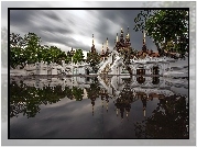 Pałac, Staw, Odbicie, Chiang Mai, Tajlandia