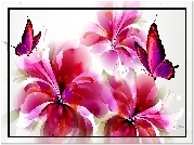 Kwiaty, Motyle, Art